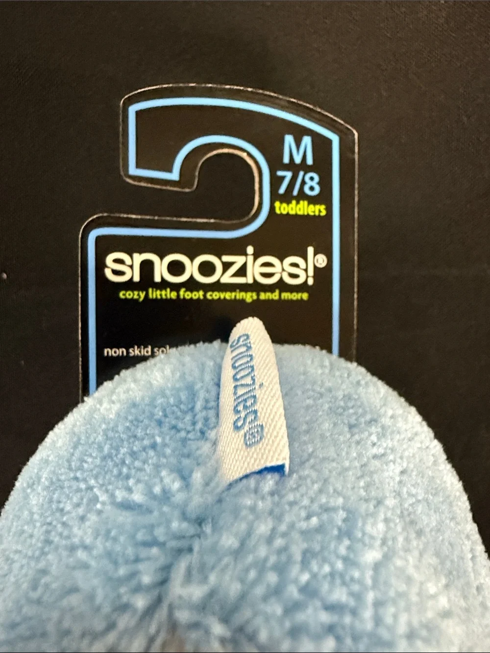 Snoozies! Toddler Light Blue Plush Slippers with Cream Fleece Lining